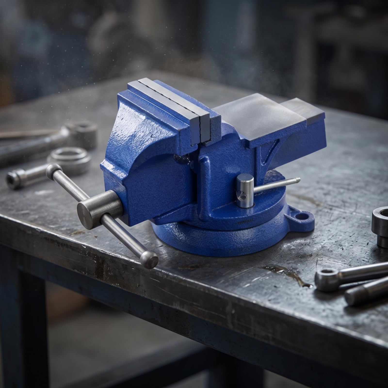Colcolo Tornillo de con Base Giratoria Bloqueable y Placas de Mordaza de Acero Sujeción Firme y Superficie Plana Adecuado para Carpintería Metal y Mantenimiento, 4 Pulgadas