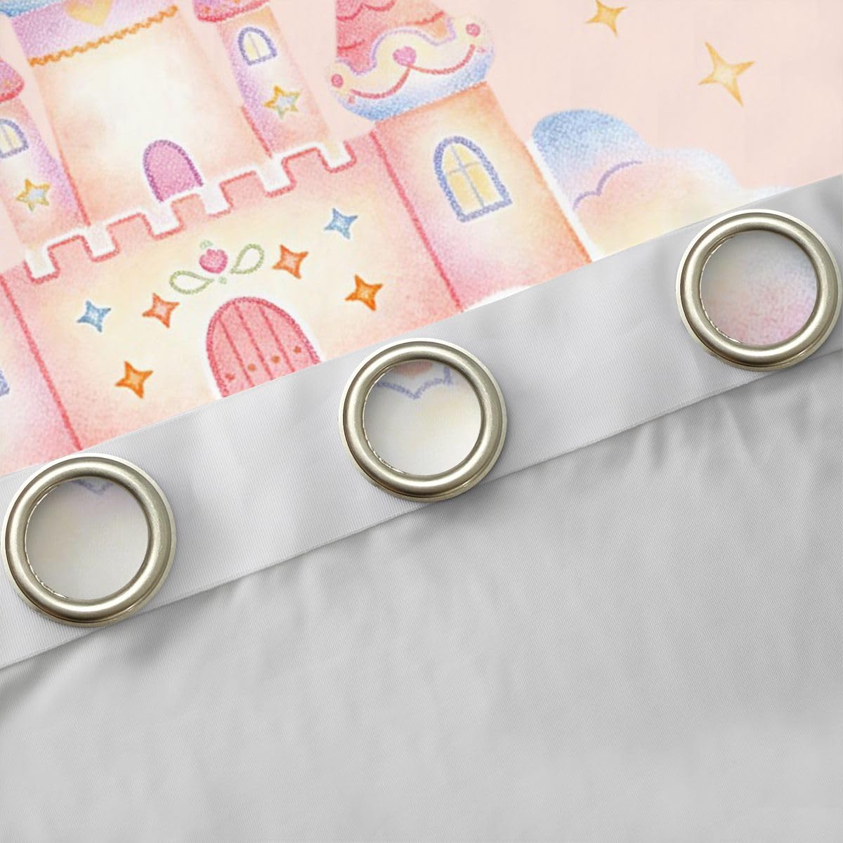 Homemissing Pink Castle - Cortinas opacas con diseño de princesa, arcoíris, para dormitorio, sala de estar, decoración de hadas con aislamiento térmico, 2 paneles, 66 x 90 pulgadas