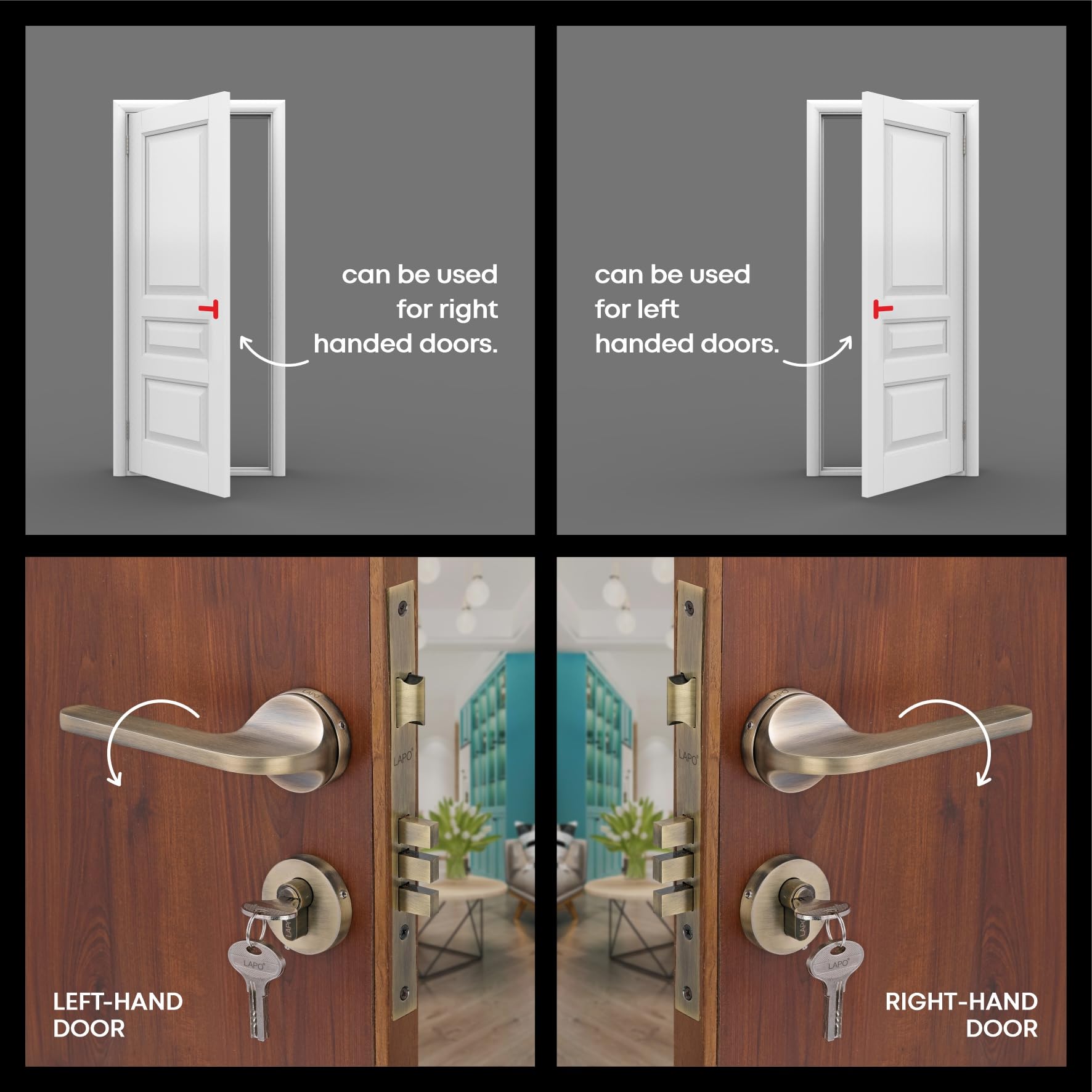 LAPO Mortise Lock - Secure Home & Office Doors -7