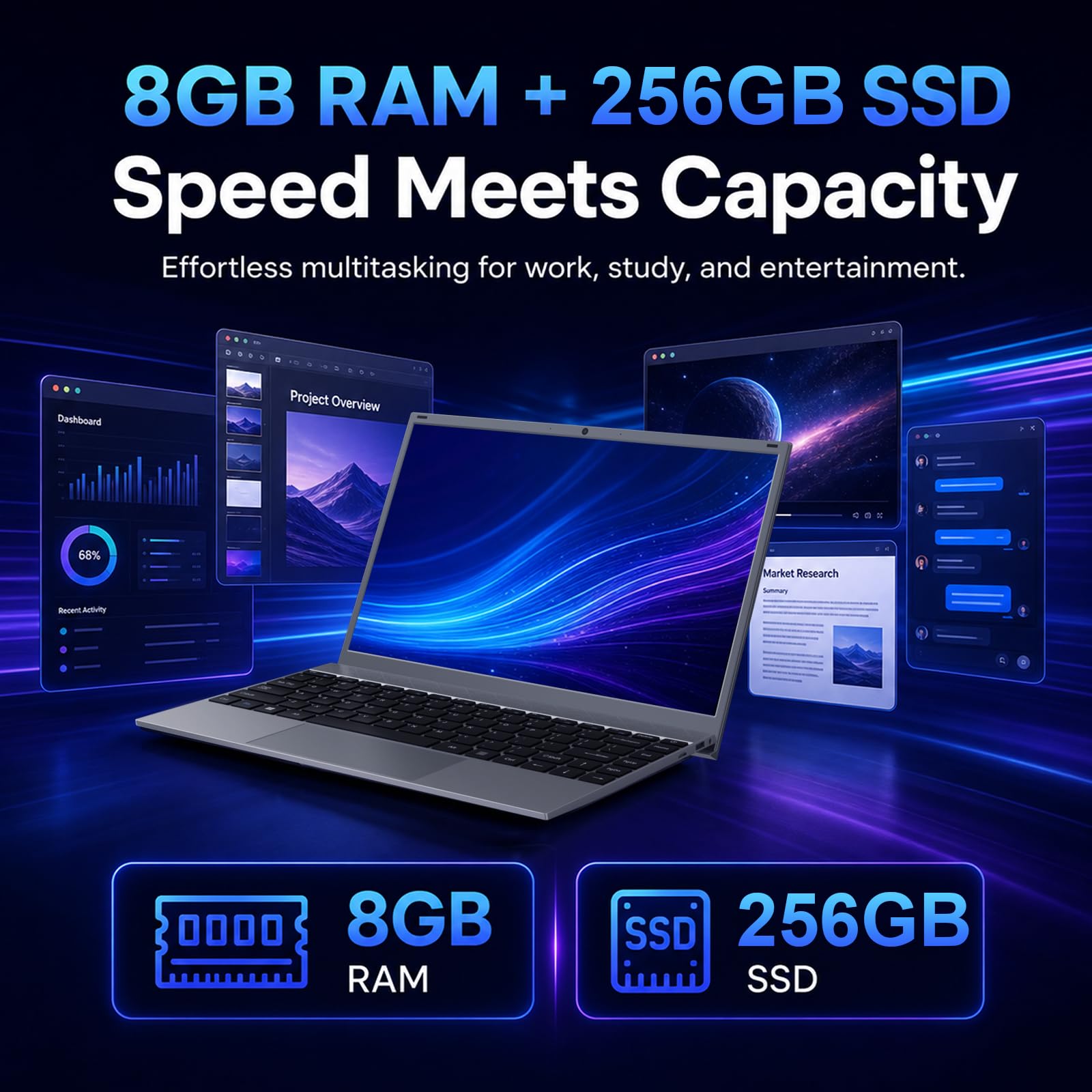 Computer portatile FHD IPS da 15,6 pollici, SSD da 16 GB di RAM, 256 GB, Pentium Gold 6500Y (fino a 3,4 GHz), Type-C, batteria da 5000 mAh, notebook sottile per ufficio, studenti, casa