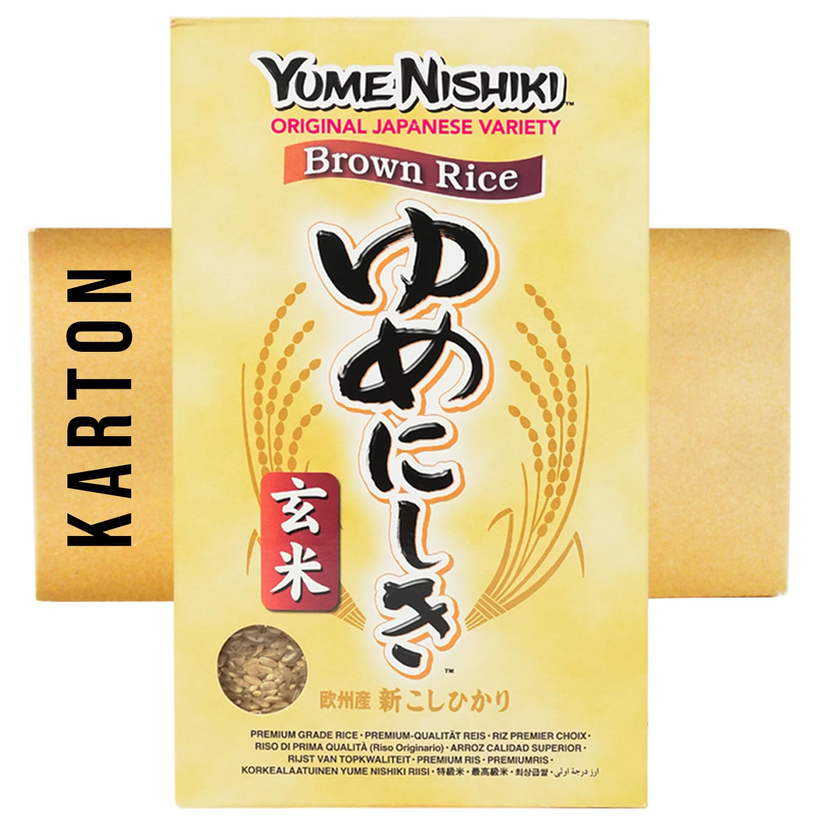 12er Pack (12x1kg) Yume Nishiki brauner Sushi Natur Reis
