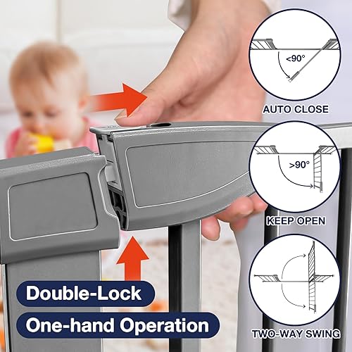 Miniatura 2 de RONBEI - Puerta para bebés para puertas y escaleras, puerta de seguridad con cierre automático de 51.5 pulgadas para niños y mascotas, puerta extra