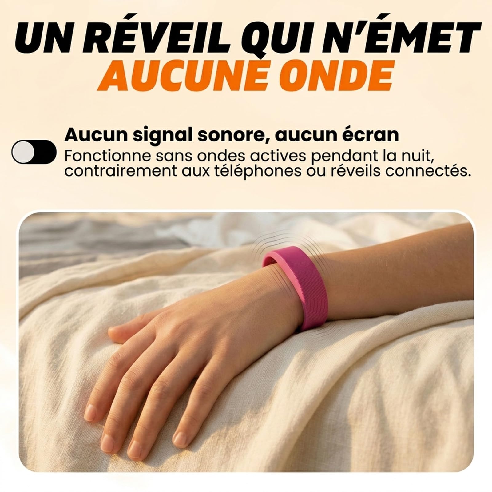 Reiteag Taqavibe Bracelet Reveil Enfant – Réveil Silencieux au Poignet, Autonomie Longue Durée, Confort Léger, Idéal pour Routine Matinale et Enfants Dormeurs Profonds