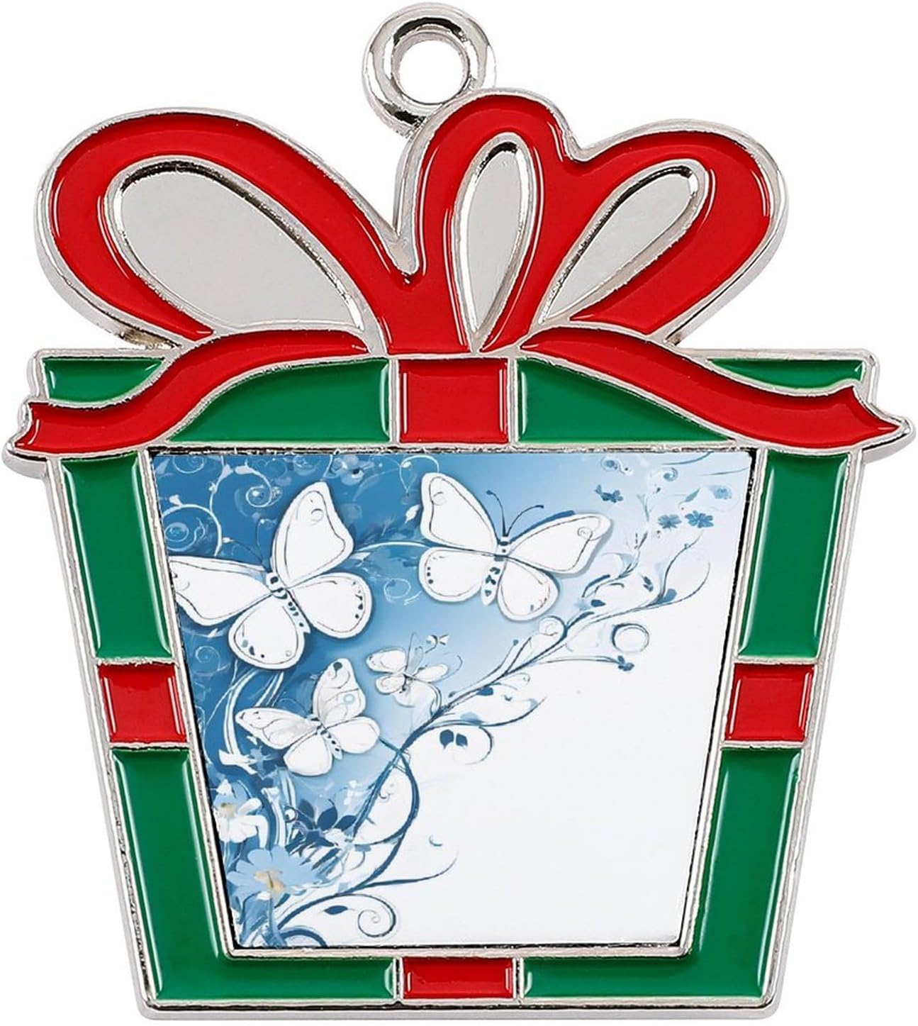 Christmas Ornaments Set, Non-Fade Festive Tree Hangers, Fireplace Mantel & Party Decorations with Hanging Rope, Elegant Holiday Home Decor Gift, Flowers Butterfly Alloy Christmas Pendant