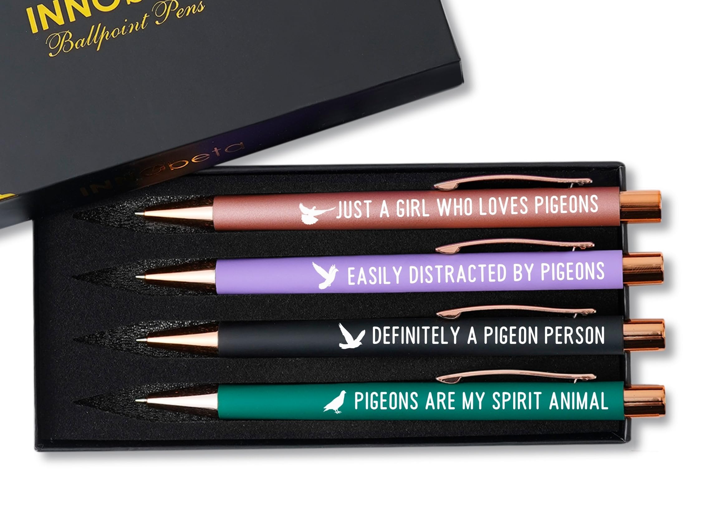 INNObeta Pigeon Gifts for Women, Pigeon Lovers on Christmas, Birthday, Ballpoint Pen Set of 4