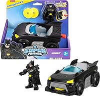 Vista 1 de Fisher-Price Imaginext DC Super Friends Metal Force Batmobile Toy Car, 3-inch Batman Action Figure & Accessories Set, Includes Launcher & 2 Discs