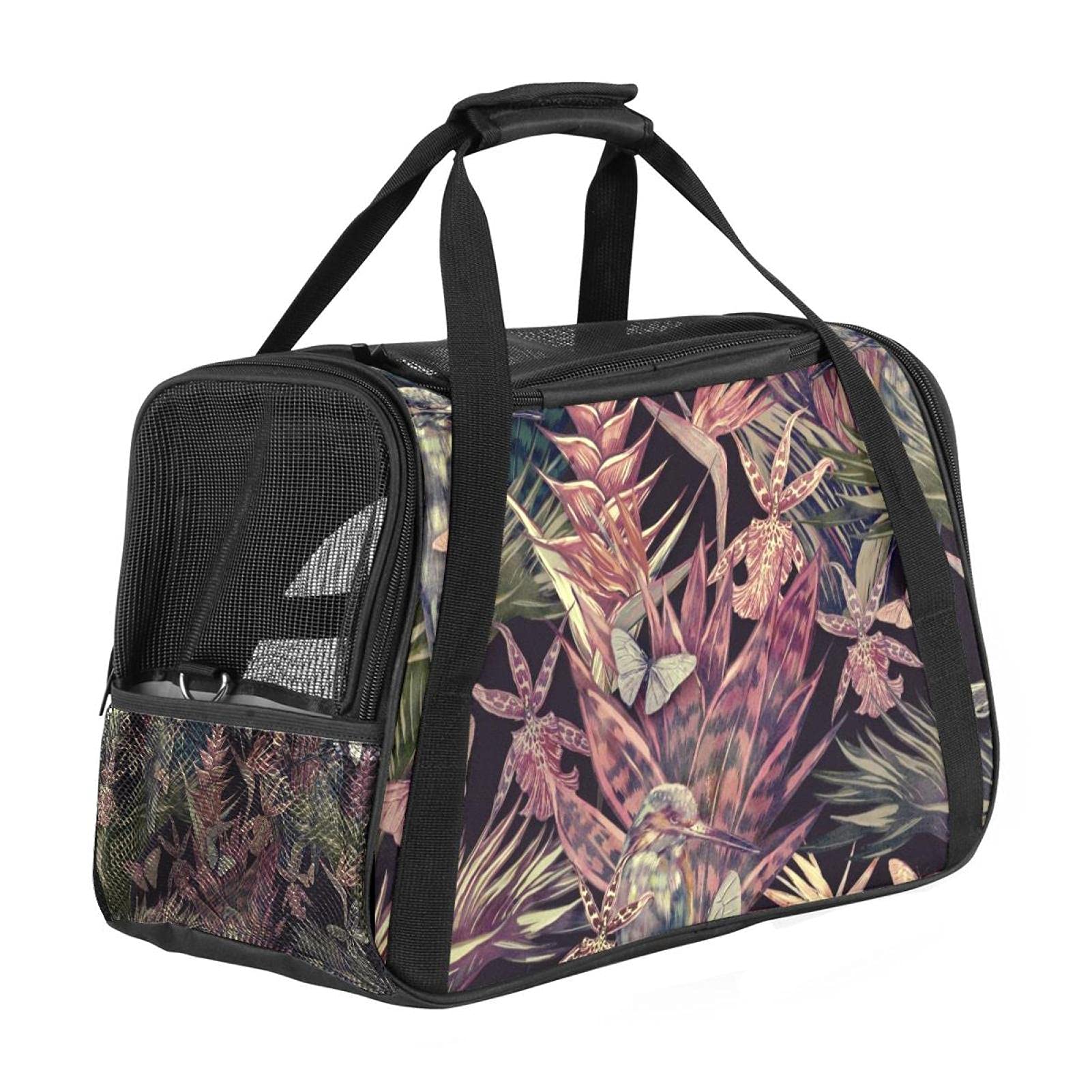 Sac de transport avion pour chat et lapin avec fond tropical doux