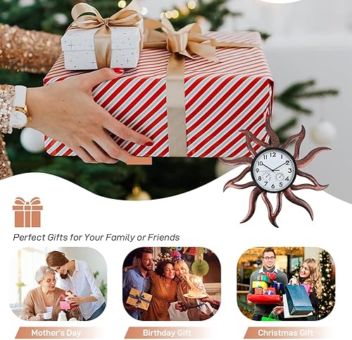 Miniatura 6 de Reloj grande para exteriores, reloj de pared para exteriores con termómetro y humedad, reloj exterior silencioso sin tictac para patio, sala de