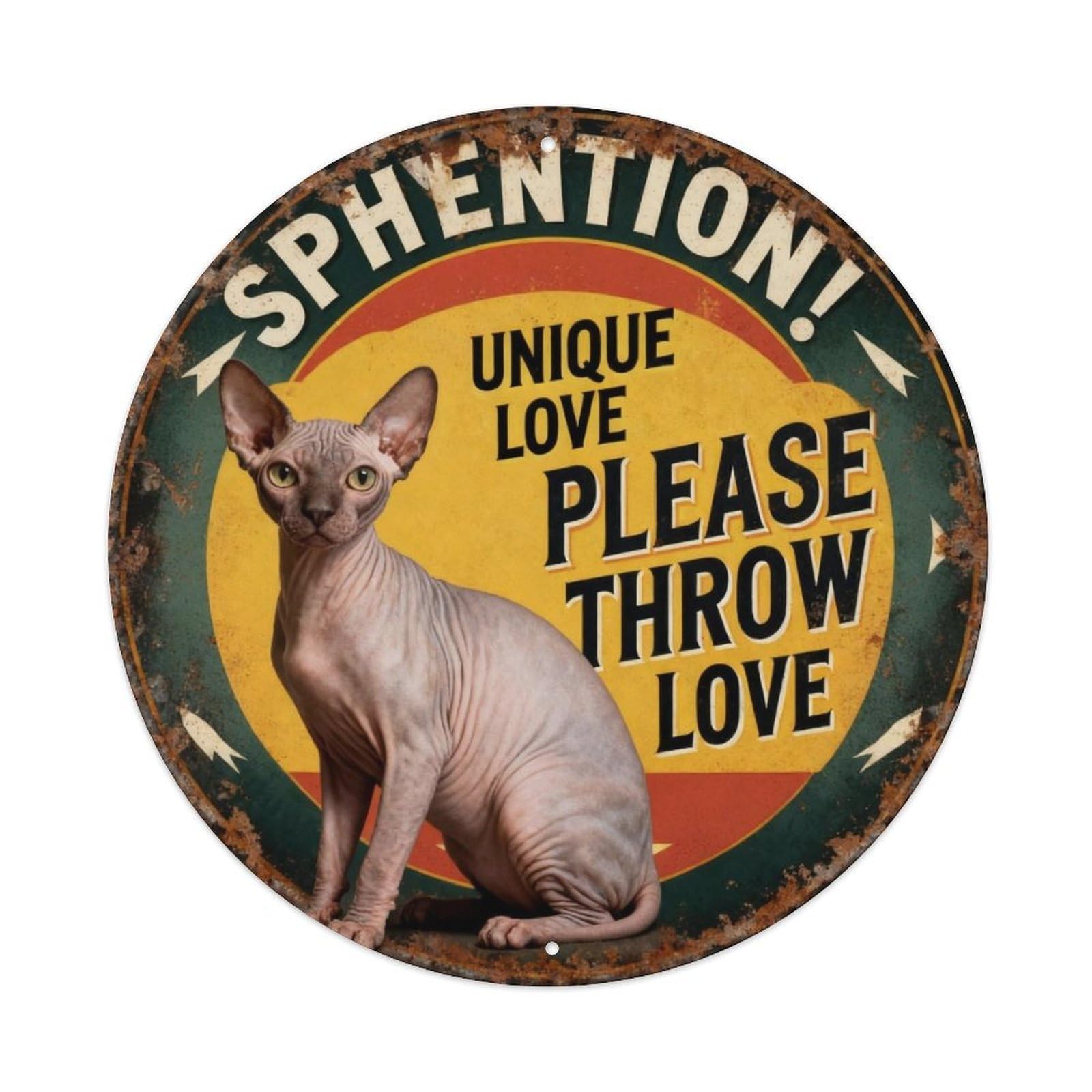 Sphynx Cat Unique Love Metal Tin Sign Plaque