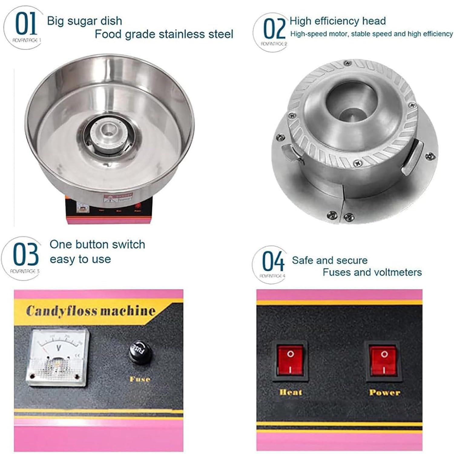 Máquina para Hacer algodón de azúcar Máquina Comercial para Hacer algodón de azúcar Máquina de Hilo eléctrico a Gas con Bandeja de Acero Inoxidable para Fiestas de cumpleaños Celebraciones