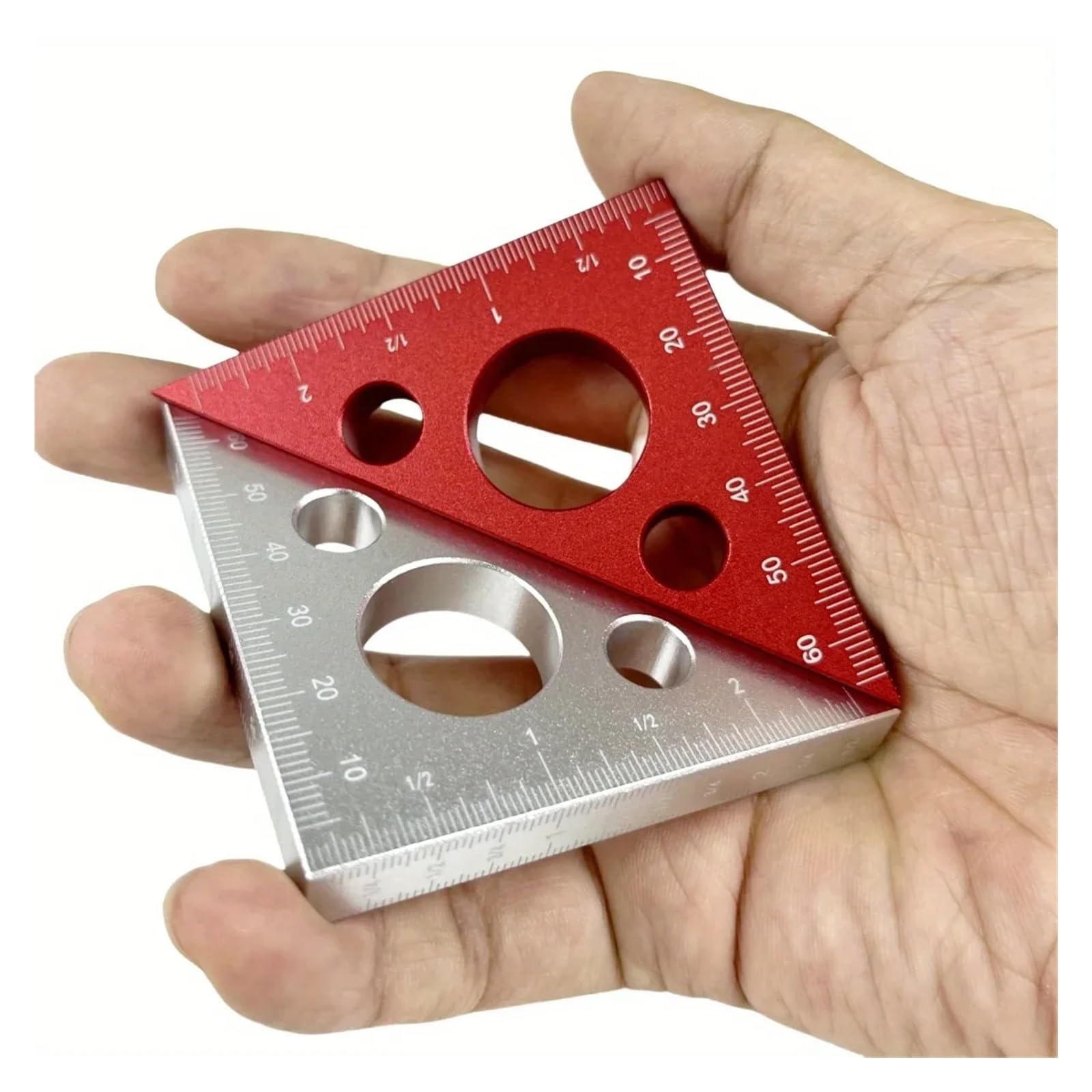 Set di Calibri, Righello angolare in lega di alluminio da 45 a 90 gradi, metrica, squadra for falegnameria, misuratore altezza, utensile manuale fai te(Blauw)