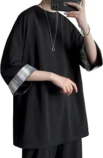 [Culeevp] 夏服 メンズ tシャツ メンズ 半袖 七分袖 大きいサイズ 無地 速乾性 柔らかい 軽い ファッション 服 メンズ