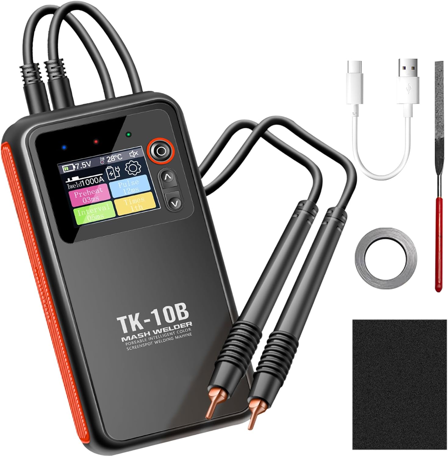 Battery Spot Welder, Battery Welder With 1.8" LCD Screen, Smart Dual Pulse Spot Welder, Mini Spot Welding 0.1MM-0.25MM for Mobile Phone Battery Repair, Nickel Strip, Battery, Iron, Stainless Steel