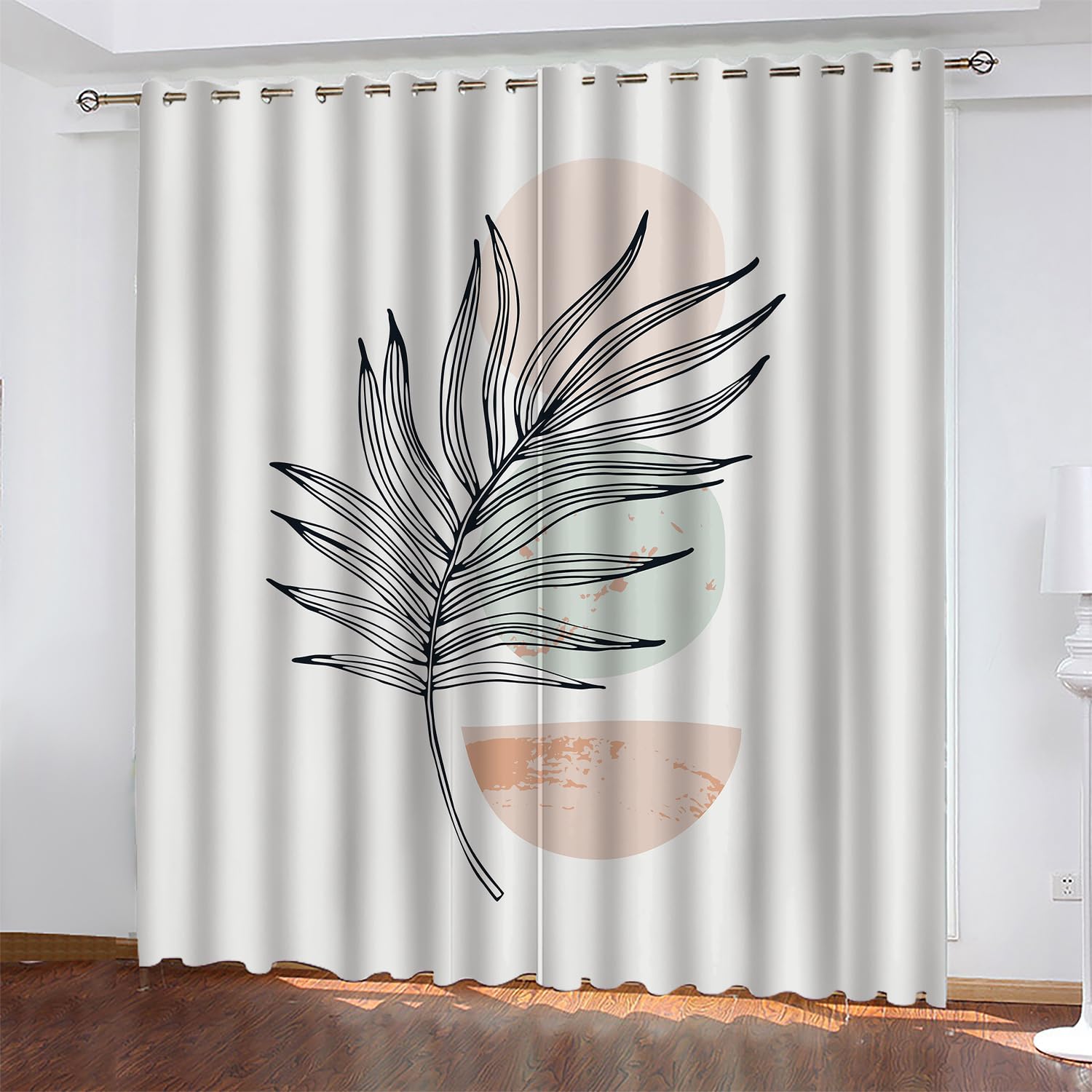 Tomifine Tropical Curtains Thermal Insulated Blackout Curtains Palm Tree Leaf Pattern Drapes (66" W (168cm) x 54" D (137cm) x 2,Black Pink)