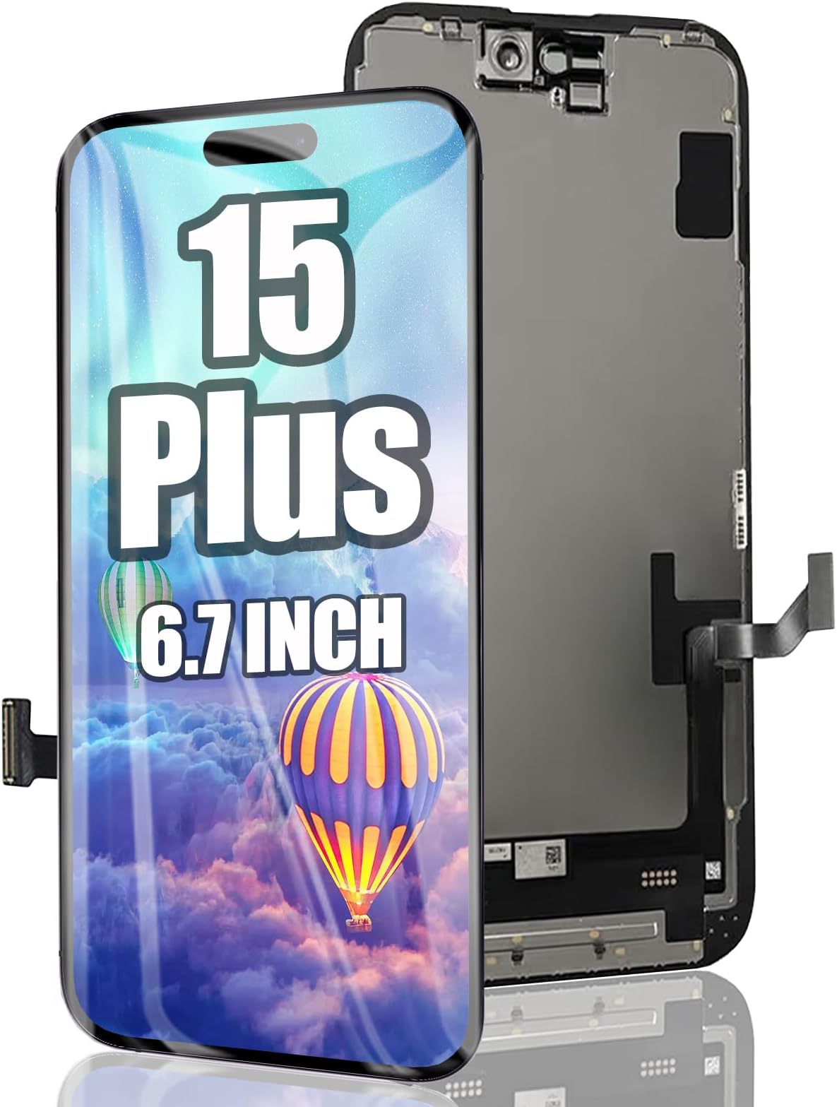 EFAITHFIX for iPhone 15 Plus Screen Replacement 6.7 Inch LCD 3D Touch Display Full HD Digitizer Frame Assembly Compatible with Model A2847, A3093, A3094, A3096 with Waterproof Adhesive (No Tools)