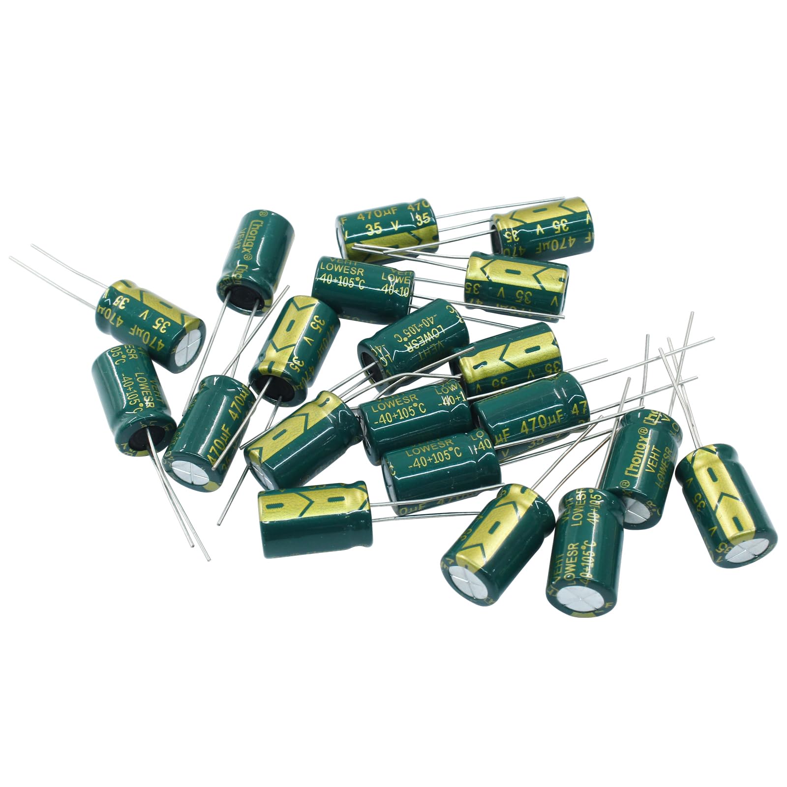Hordion 20PCS 35V 470UF Electrolytic Capacitor, 0.39x0.67in High Frequency Aluminum Electrolytic Capacitors for TV LCD Monitor Game DIY Projects
