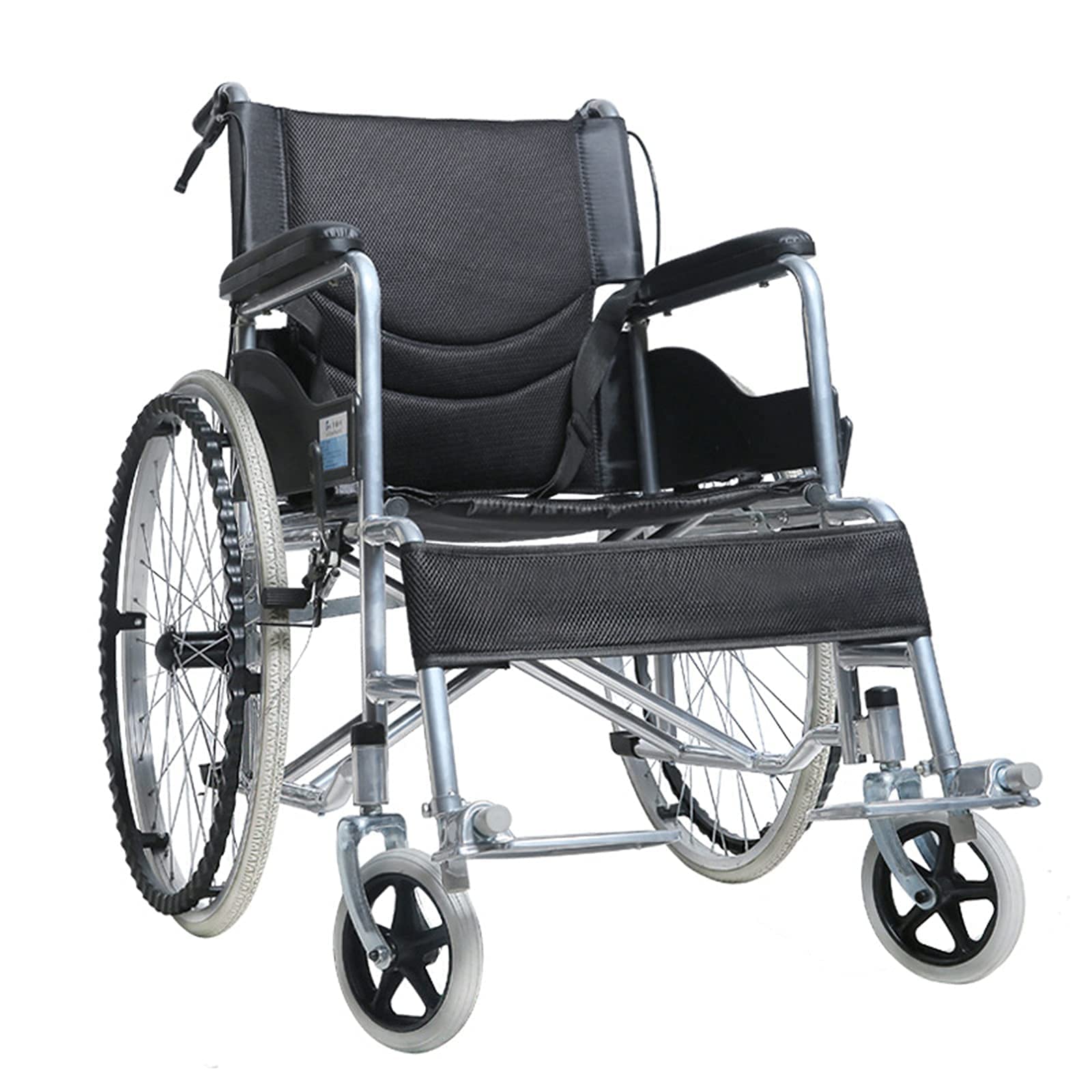 Sillas de Ruedas Silla de Ruedas Plegable, Sistema de Doble Freno Silla de Ruedas Manual de Viaje Ultraligera Plegable Portátil Seguro y Confort para Elde
