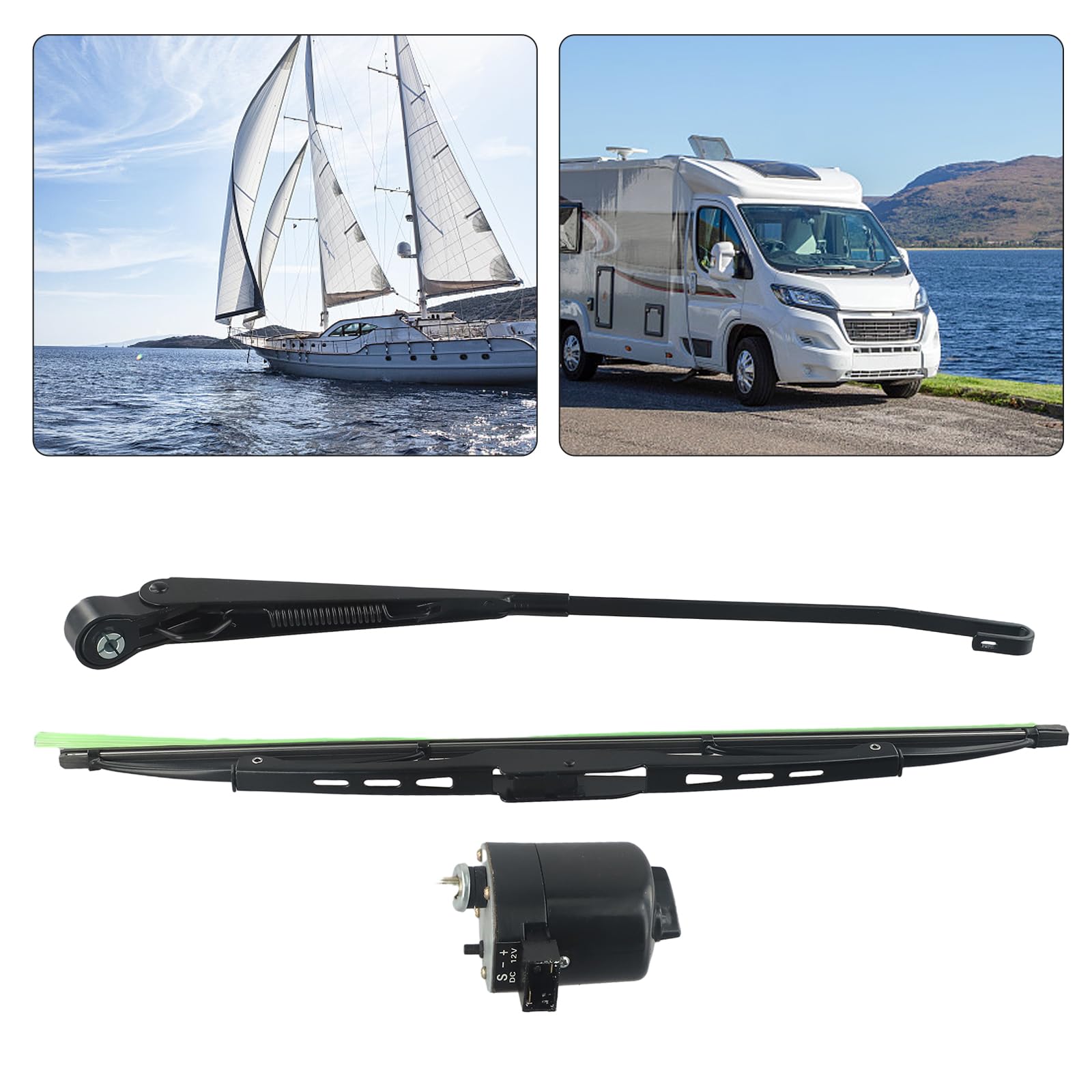 Moteur d'essuie-glace WindsHield 12 V avec balai d'essuie-glace à 105 °, kit d'essuie-glace électrique pour tracteur, bateau, camping-car