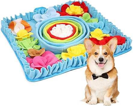 KeeKit Snuffle Mat for Dogs, 19.7x19.7 Inch Treat Feeder Mat, Interactive Dog Puzzle Mat for Anxiety Relief & Mental Stimulation, Small Medium Breed Puppies