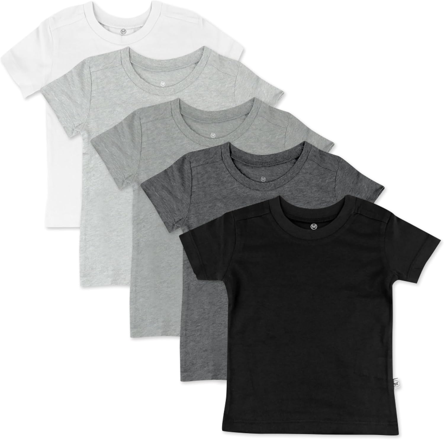 HonestBaby Unisex Kids 5-Pack 100% Organic Cotton Short Sleeve T-Shirt, Gray Ombre, 3-6 Months