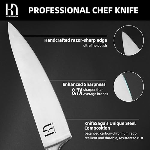 Miniatura 2 de Cuchillo de chef japonés profesional de 8 pulgadas para cocina, cuchillo de cortar de acero inoxidable de alto carbono para verduras, cuchillo de