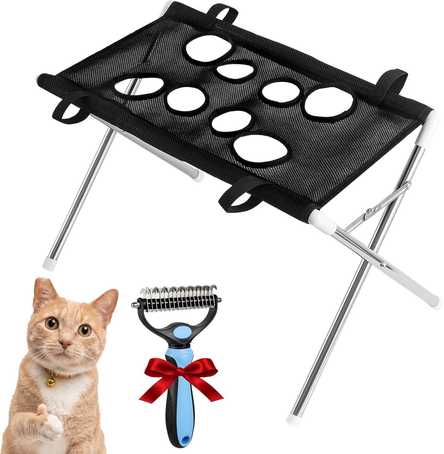 Pet Grooming Hammock for Dogs - Hanging Harness Hanger, Pet Foldable Grooming Hammock with Stand, Multi Functional Hammock Helper for Picking Ears, Grooming, for Small & Large