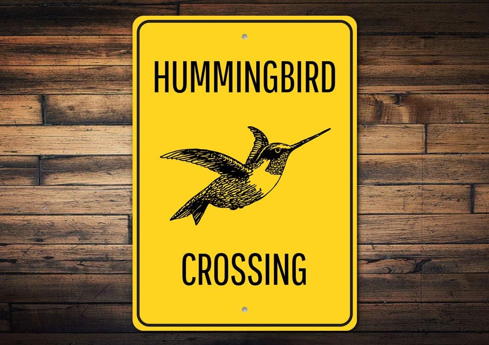 Hummingbird Crossing, Campsite Warning Sign, Watch Out for Humming Birds Aluminum Sign - 10" x 14"