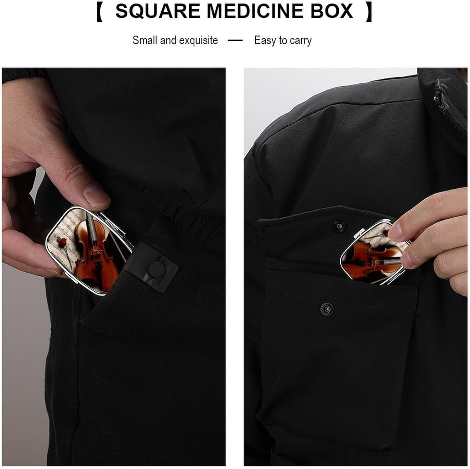 Violin Sheet Music 2-Compartment Metal Pill Case with Mirror image 5