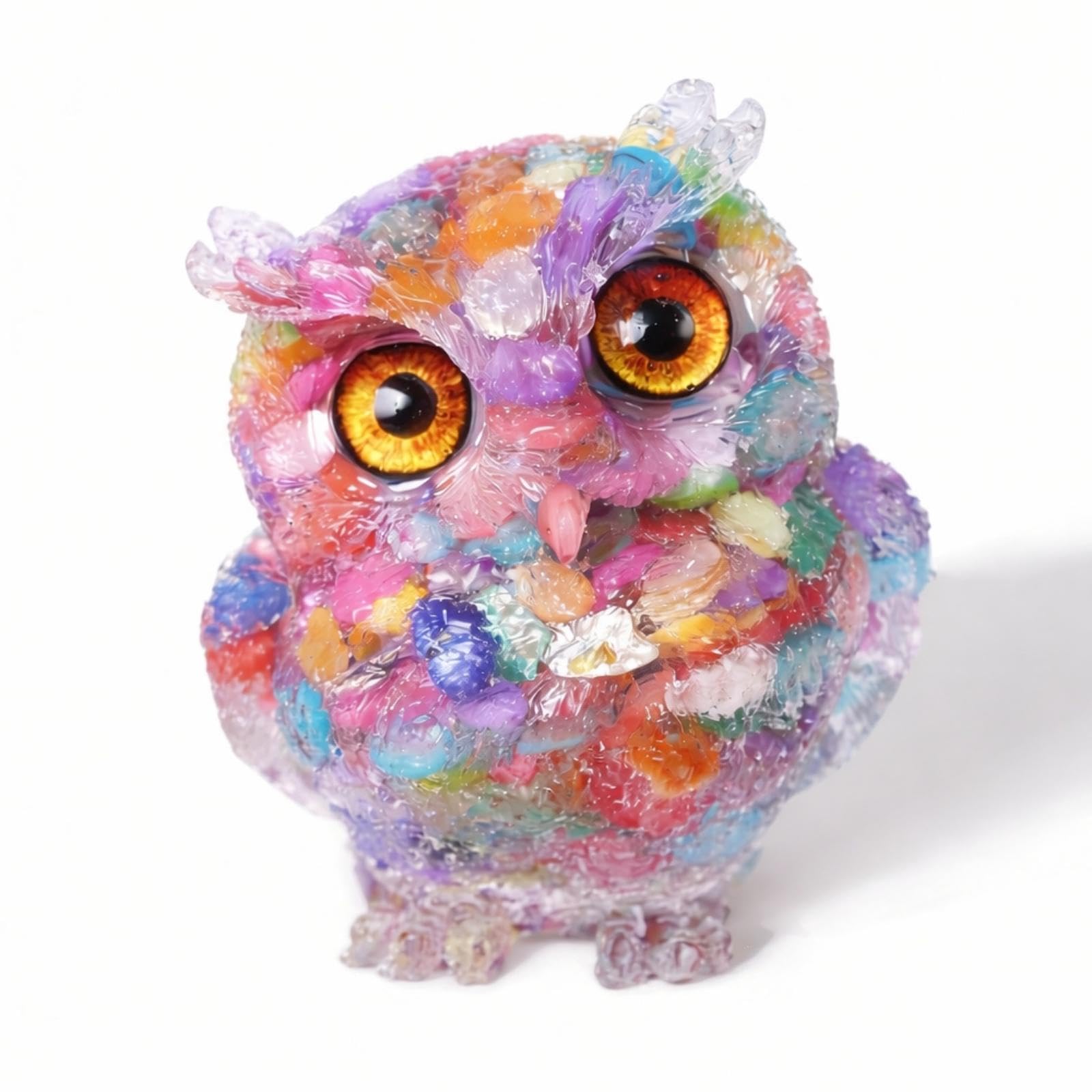 OwMell Owl Statue Tumbled Stone Gemstone Owl Figur...