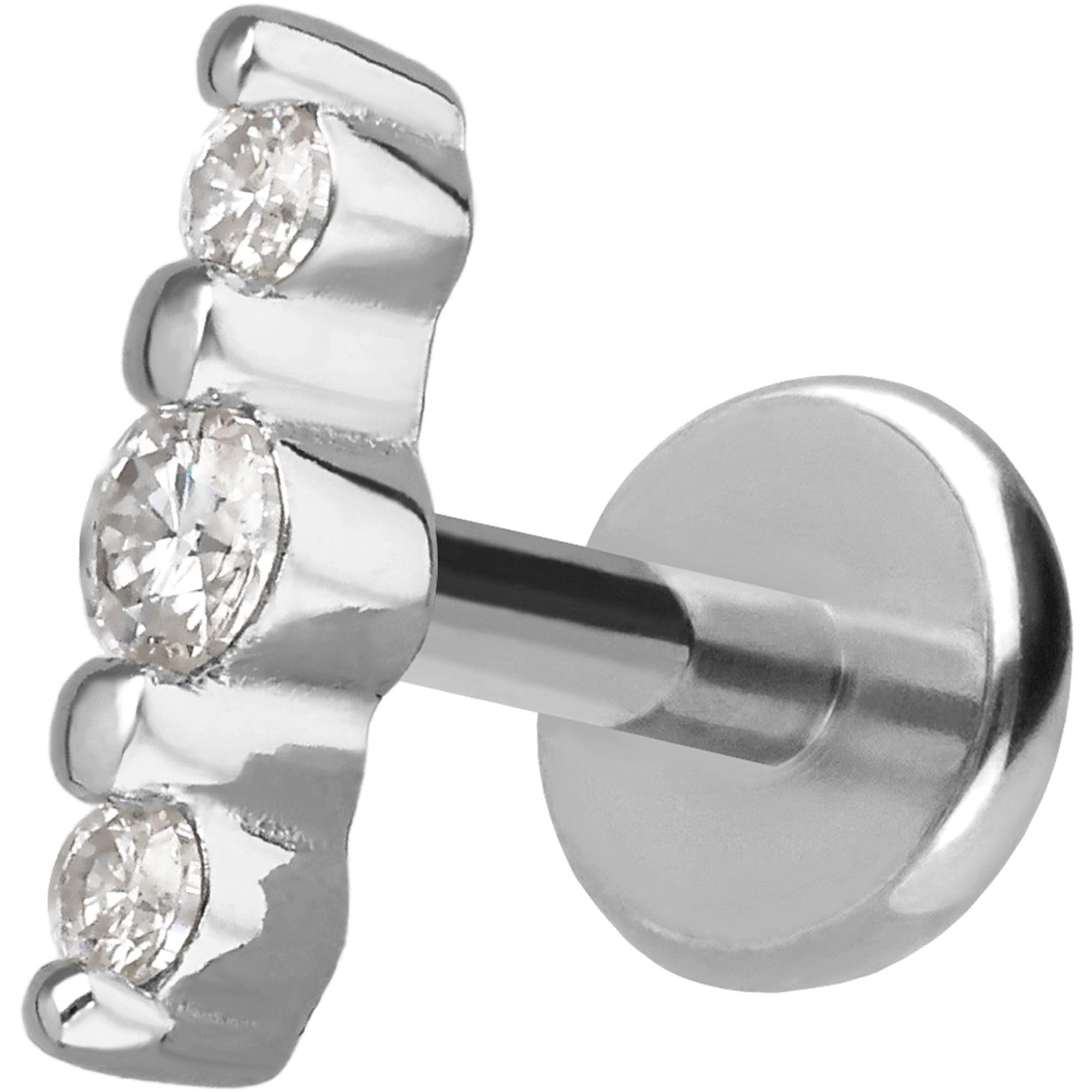 FILANGO Piercing Stecker Titan Labret mit Innengewinde + 925er Silber Aufsatz 3 MOISSANITE - Goldfarben, Silberfarben