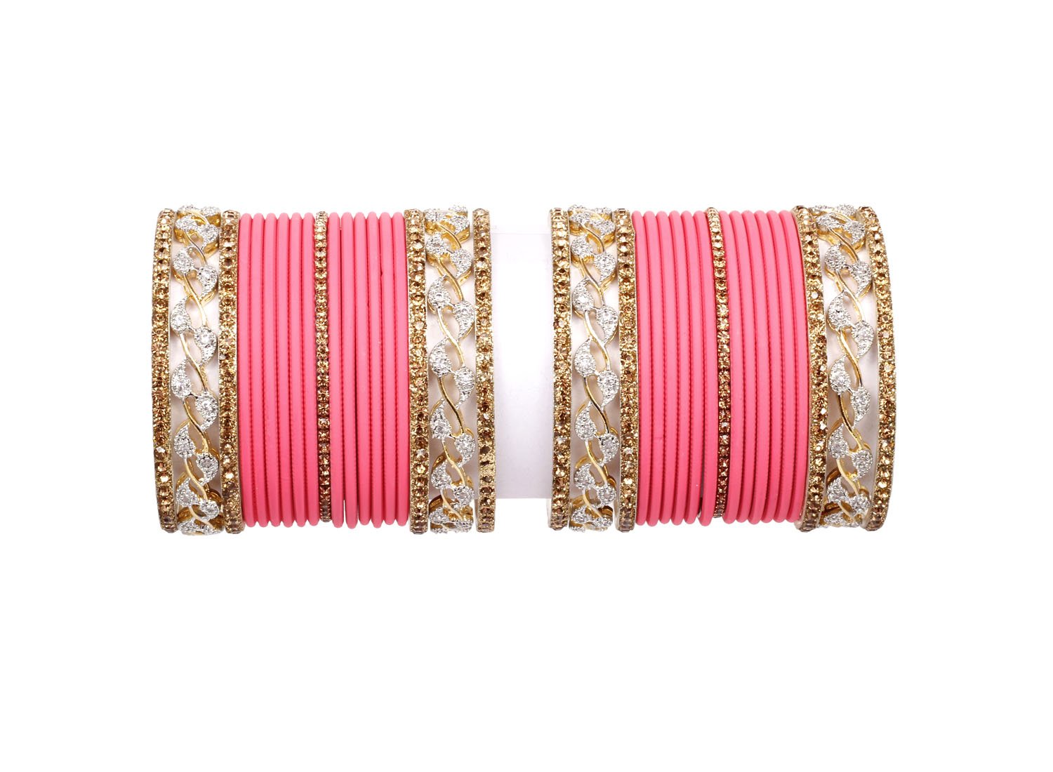 SanaraWedding, Anniversary Bangle Set for Women (Gold Pink) (MA-24.1)