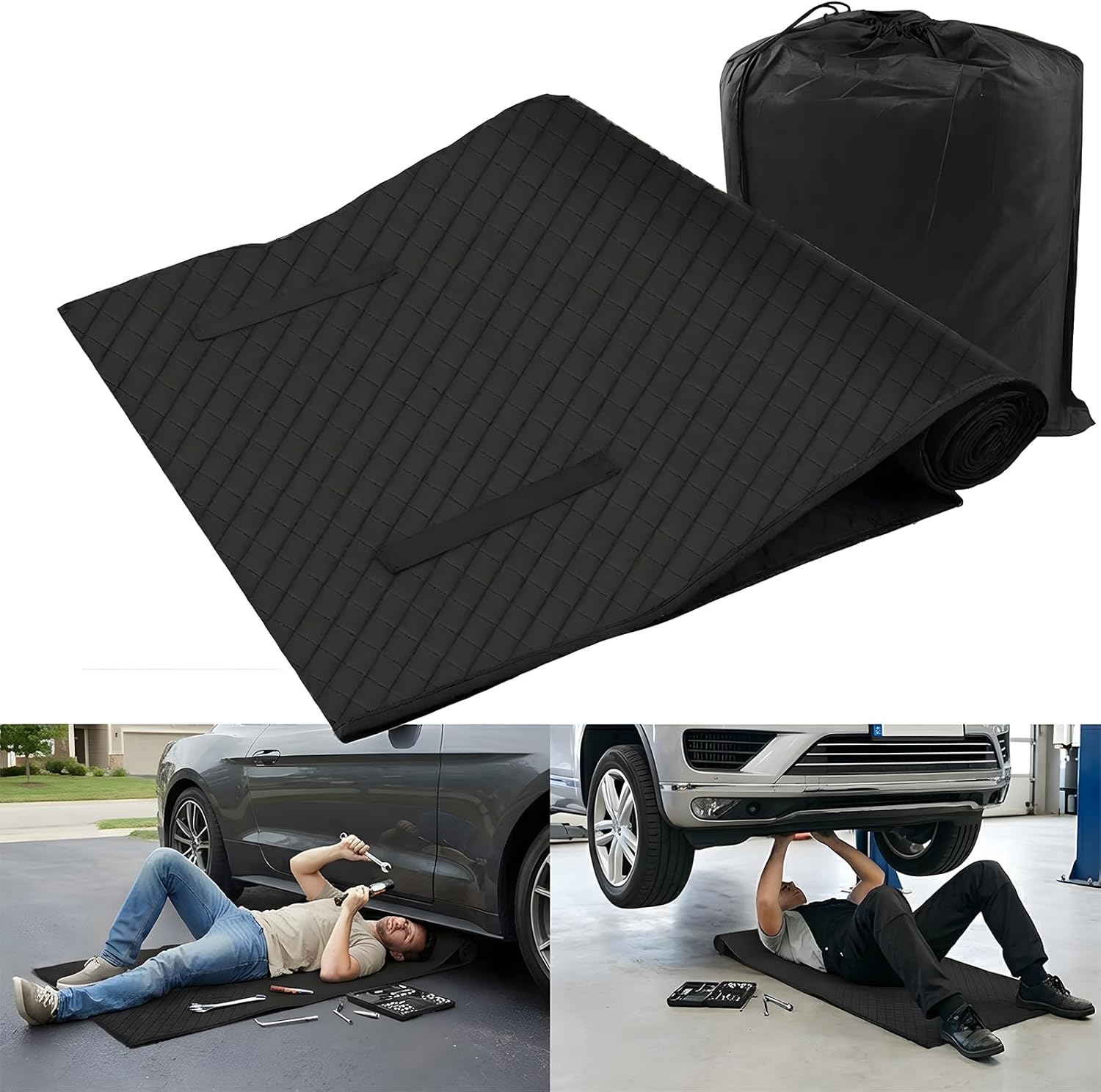Rolling Creeper Mat for Car Repair, 60x28 Inch Portable Foldable Mechanic Mat, Under Vehicle Rolling Pad for Low Clearance, Durable PU, Anti-Slip, Easy to Clean for Garage, Auto Repair & Roadside