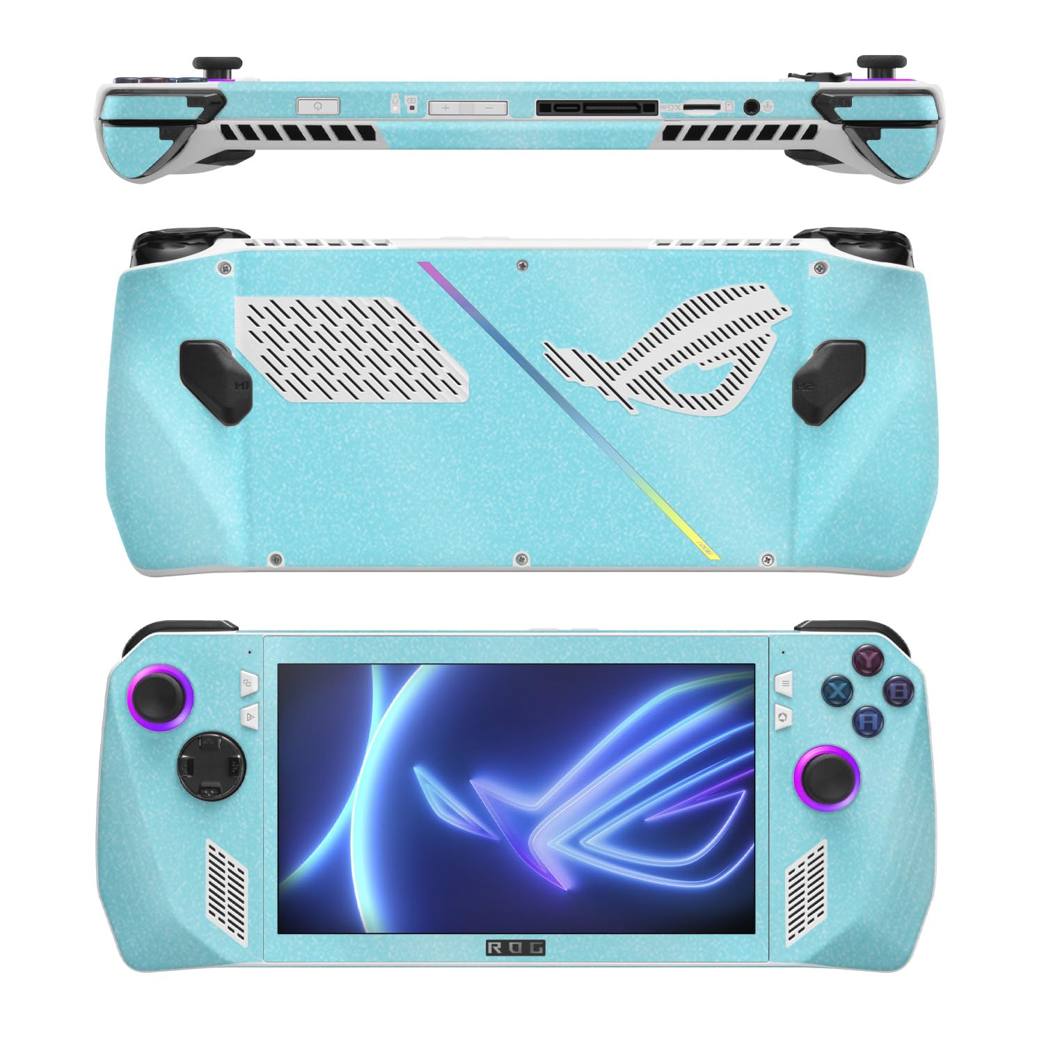 MightySkins Glossy Glitter Skin Compatible with Asus ROG Ally - Solid Baby Blue | Protective, Durable High-Gloss Glitter Finish | Easy to Apply