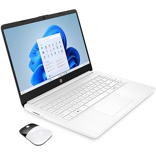 HP 14" HD Touchscreen Copilot AI Laptop Intel N150 4GB RAM 128GB SSD Snowflake White Wireless Mouse Bundle