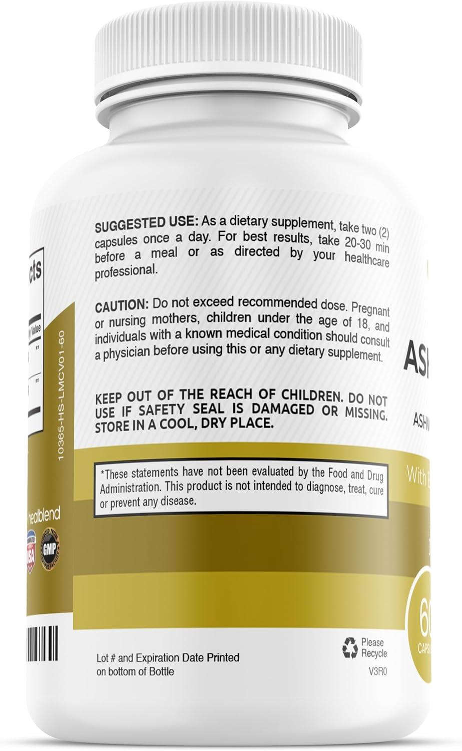 healblend Organic Ashwagandha 1300mg with Black Pepper Extract - Mood & Energy Support Supplement - 60 Capsules (1) - Image 8