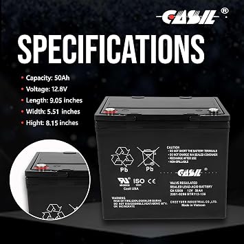 Casil 12V 50Ah Wheelchair Battery 2 Pack (Group 22NF) | Replacement for Quantum Q6000, Edge 2.0, ZIPPIE Z500, Rhythm M3/M5/M7, Quickie P500 & More