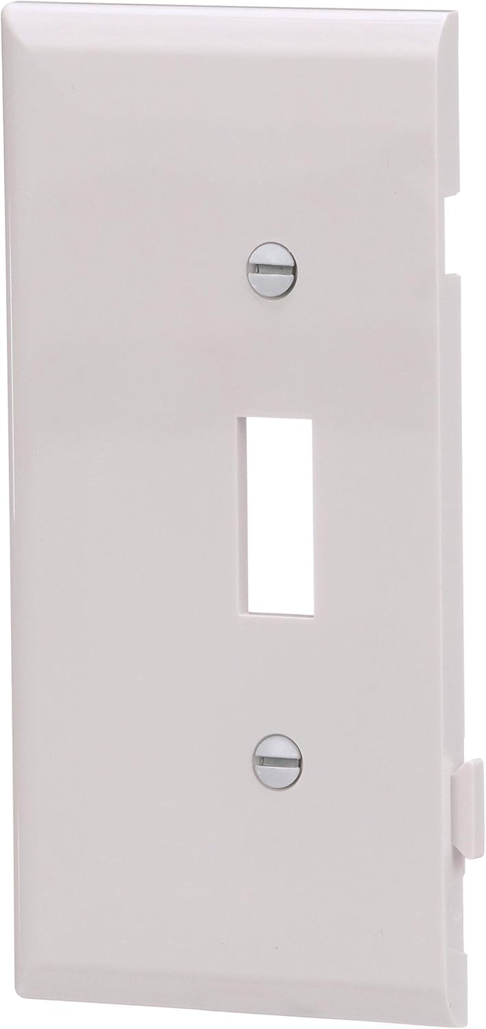 Eaton STE1W Polycarbonate 1-Gang Toggle Sectional Mid Size End Wall Plate, White