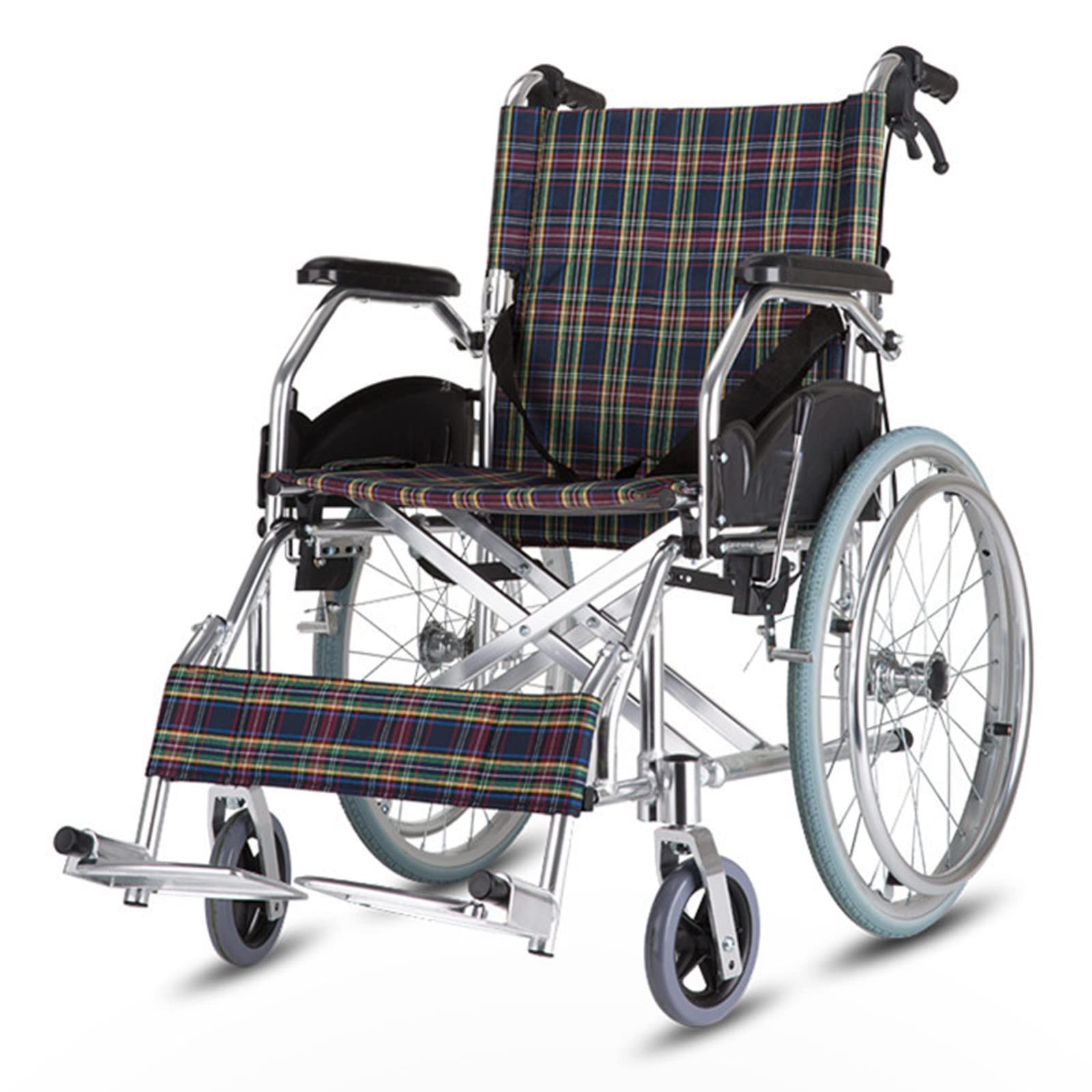 Silla De Ruedas Plegable Y Autopropulsable, Aluminio, Ligera, Compacta,Silla De Ruedas Manual Frenos De Mano, Reposapiés Abatibles Respaldo Plegable para Adultos E Ancianos Estable