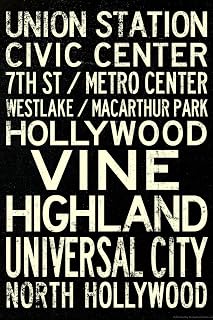 ART.COM Wall Art Print Los Angeles Metro Rail Stations Vintage Subway Retro Metro Travel, 12" x 18"