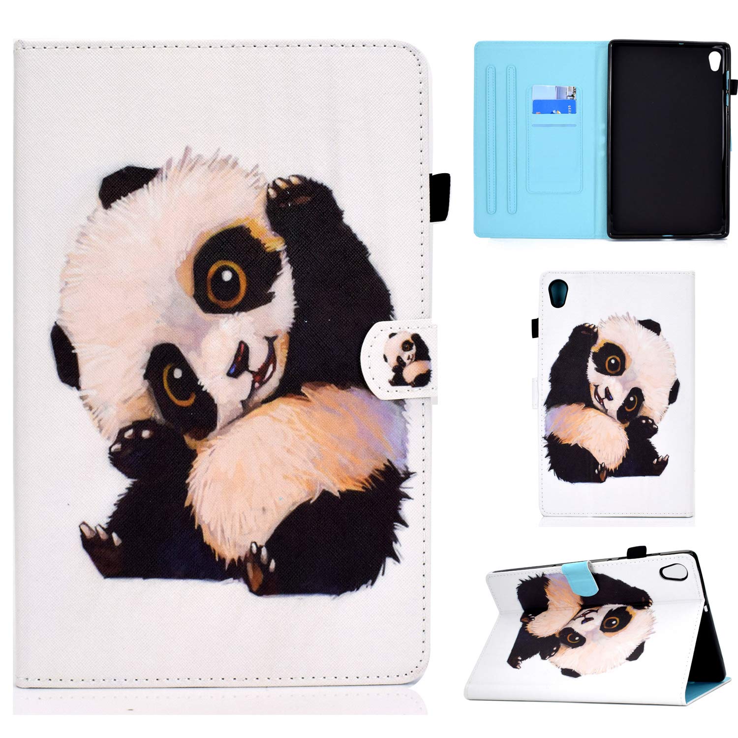 ONETHEFUL Custodia Libro Cover per Lenovo Tab M10 HD (2nd Gen)10.1 2020 TB-X306X TB-X306F Tablet Custodie Protettiva Covers con Stand e PU Pelle - onda di panda