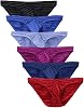Dafanet Men's Briefs, Set of 6, Soft, Underwear, Striped, Luxury Pants, Antibacterial, Odor Resistant, Front Closure, Extreme Convexity, Men's Underwear, Bikini Briefs, Breathable, Sweat Absorbent, 3D Shorts, Underwear, Trunks, Non-stuffy,
