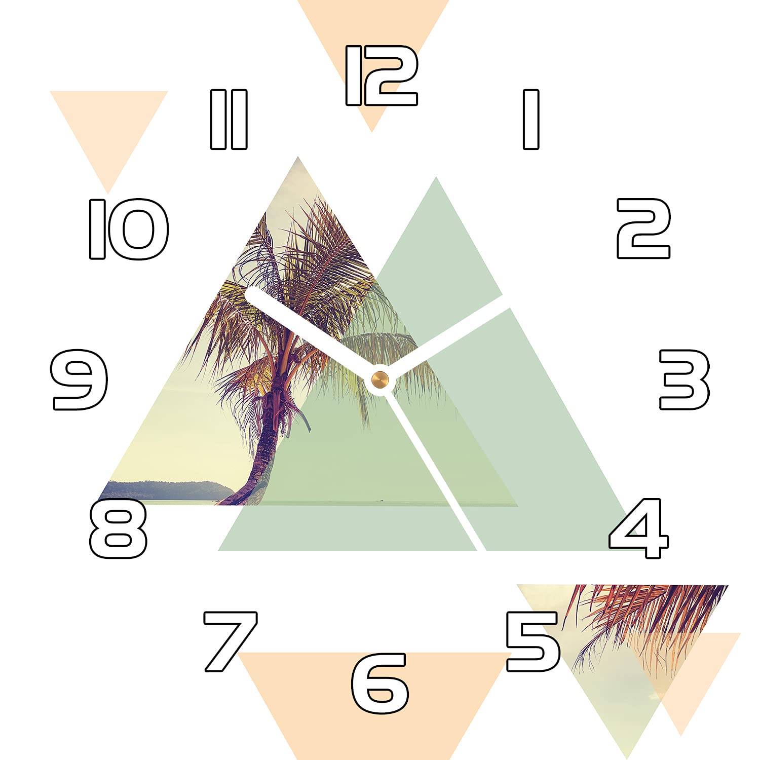 Horloge en verre Coloray 30x30 cm décor paumes verre de sécurité de salon haut de gamme
