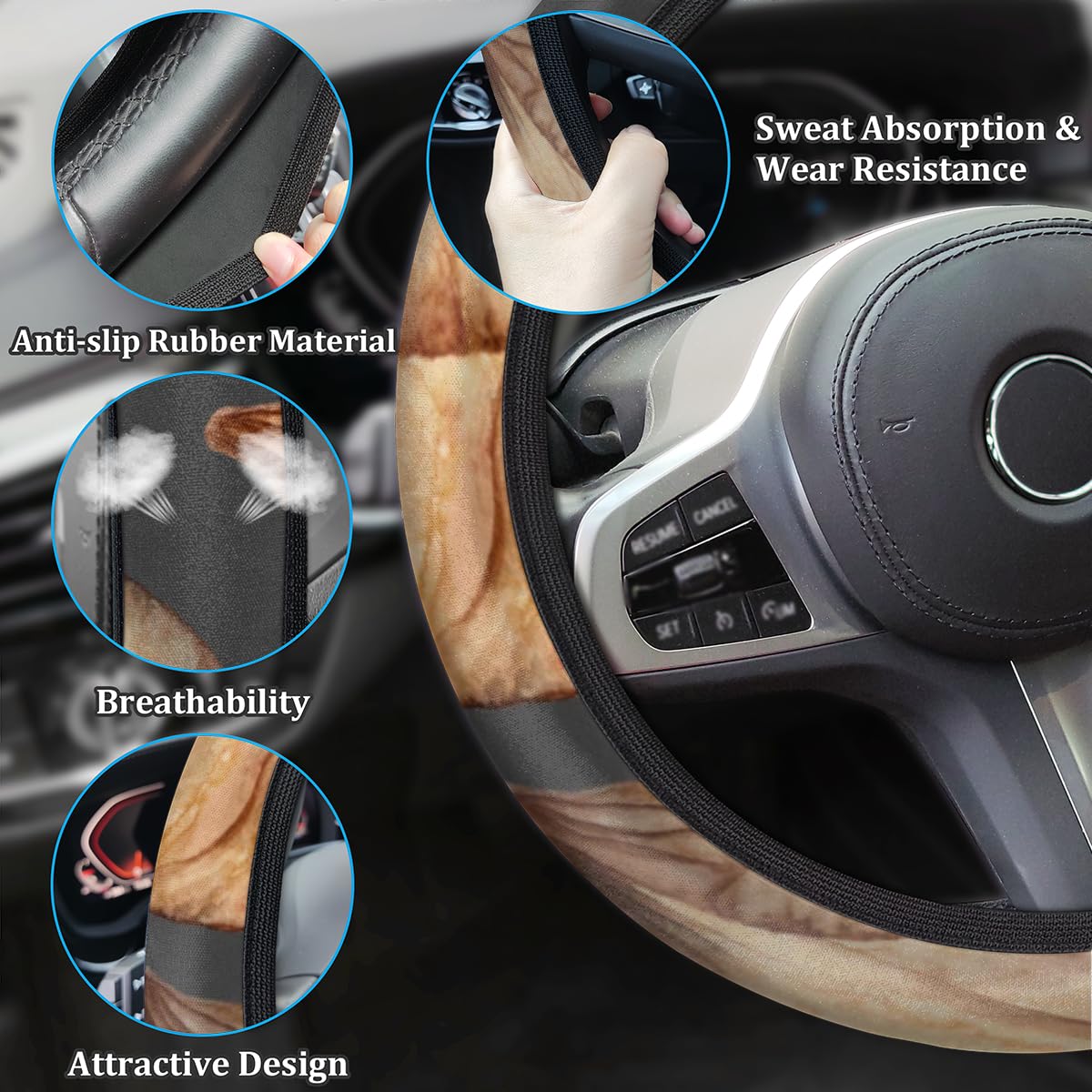 Funda Antideslizante Para Volante De Anime, Patrón 3D, Ajuste Universal De 15 Pulgadas, Accesorios De Automóvil Para Automóviles, SUV, Camiones