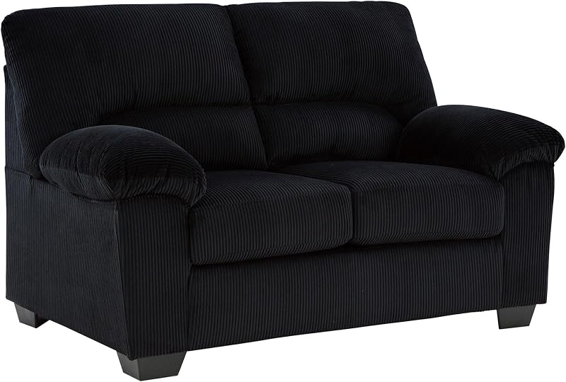 Signature Design by Ashley Loveseat Sofa, No Assembly 63 in Onyx Couch