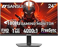 SANSUI 24 Inch 180Hz Gaming Monitor FHD 1080P 1ms 110% sRGB FreeSync HDMI DP VESA for Gaming Office