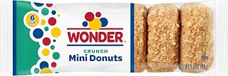 Wonder Crunch Mini Donuts 6-Pack - Portable Soft Cake Donuts with Sweet Crunch Topping, 3.4oz On-the-Go Snack