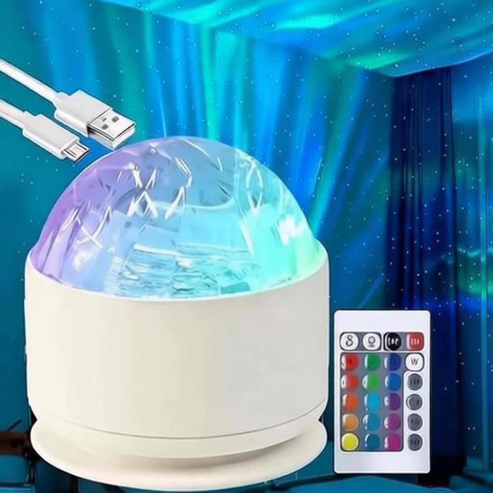 Enjoyaa Northern Light Projector,16 Colors Rechargeable Dimmable Polar Night Lamp Projector with Remote Control Galaxy Projector Northern Light Lamp for Bedroom Ceiling Party Game Baby Rooms