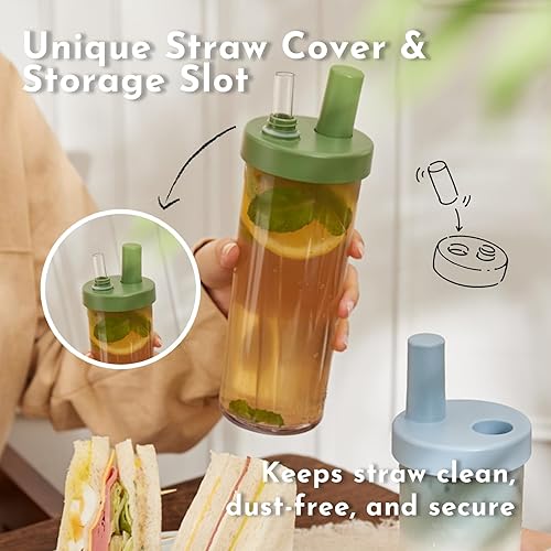 Miniatura 3 de Vaso clásico de 3 generación, con dos popotes, utilizado para la vida diaria, sin BPA, a prueba de fugas, ligero, 24 onzas, azul