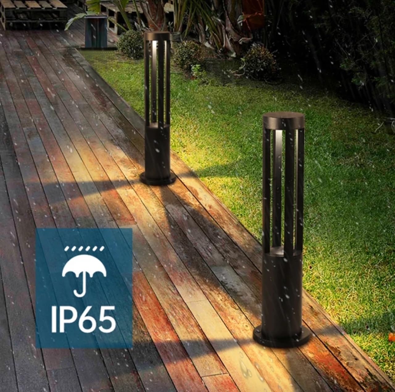 Lampione LED palo da giardino 15W decorazione luminosa 1500 lumen per viali sentieri nero a luce calda impermeabile IP65 lampioncino moderno casa ristorante hotel esterni negozi (60 CM ALTEZZA)