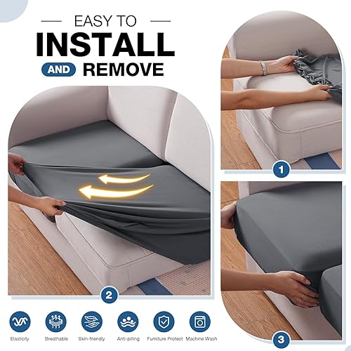 Miniatura 7 de TAOCOCO Fundas para sofá modular, 4 piezas, fundas elásticas de poliéster para sofá seccional en forma de L, fundas de asiento seccionales,